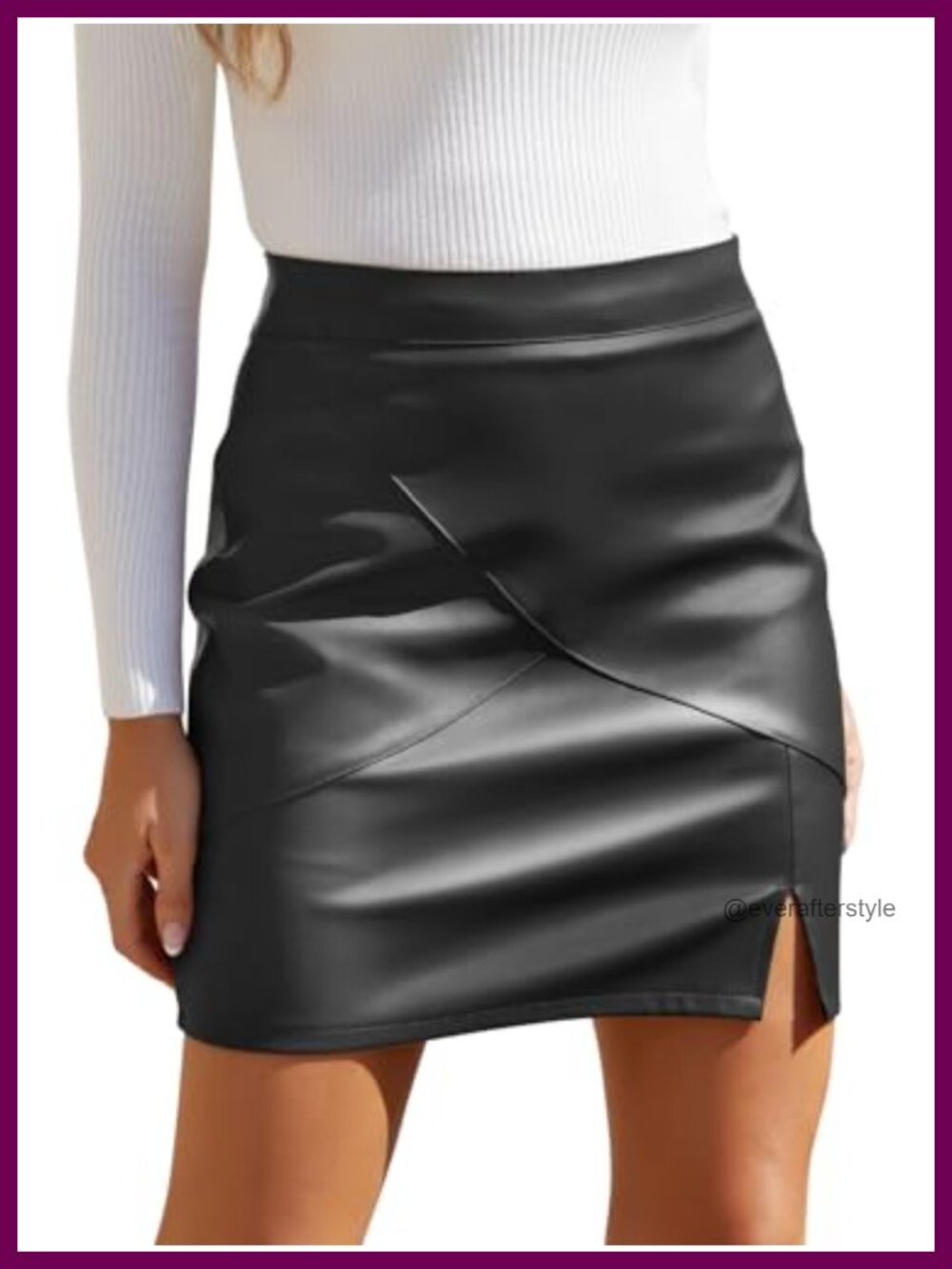 Faux Leather High Waisted Bodycon Pencil Mini Skirt with Shorts